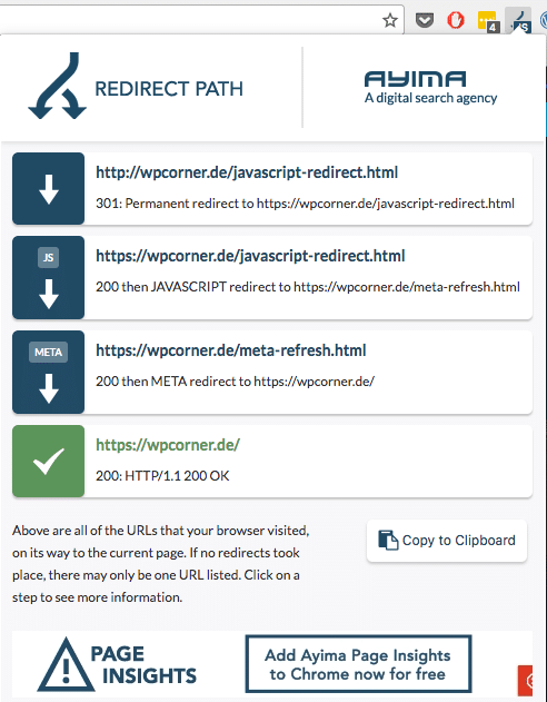 Redirect Path 301 Meta Refresh und JavaScript Redirect
